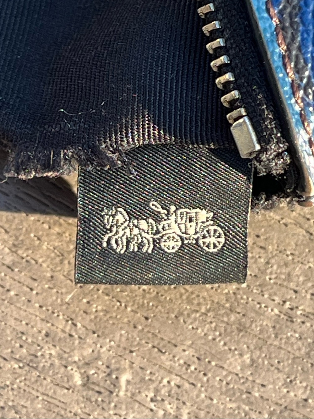 Coach; Brown Monogram; Blue Painter Style Floral; Corner Zip Wristlet; 6x4in - Picture 10 of 11